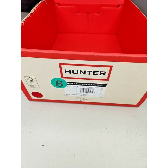 Nwb Hunter Women's Original Waterproof Play Mini Rainbow Print Clogs Size 8 - Picture 11 of 12